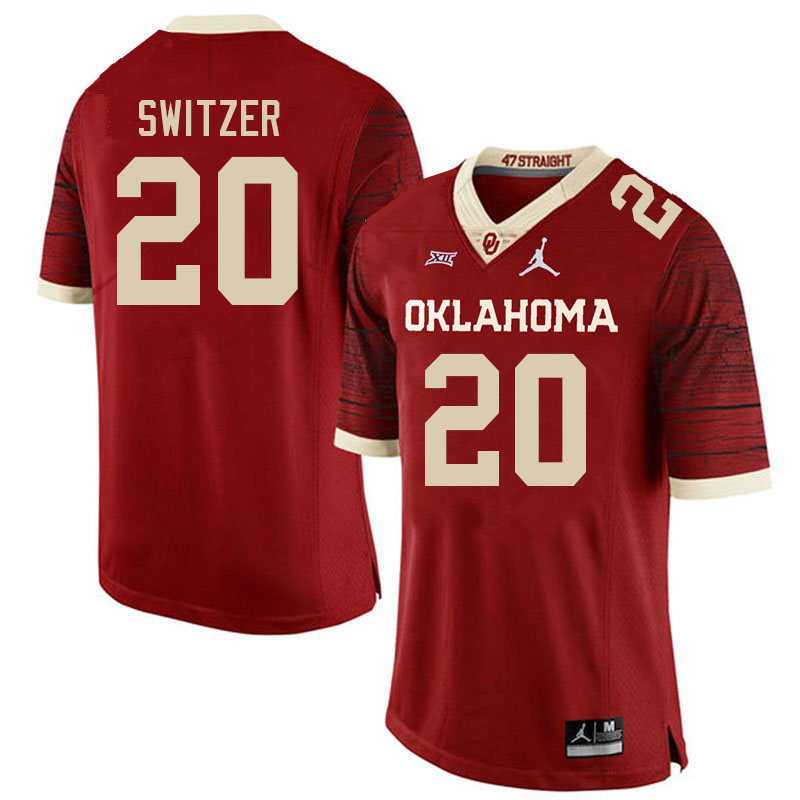 Men #20 Jacob Switzer Oklahoma Sooners College Football Jerseys Stitched-Retro - Click Image to Close